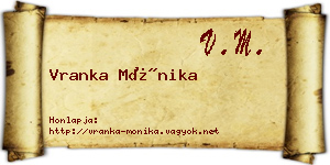 Vranka Mónika névjegykártya